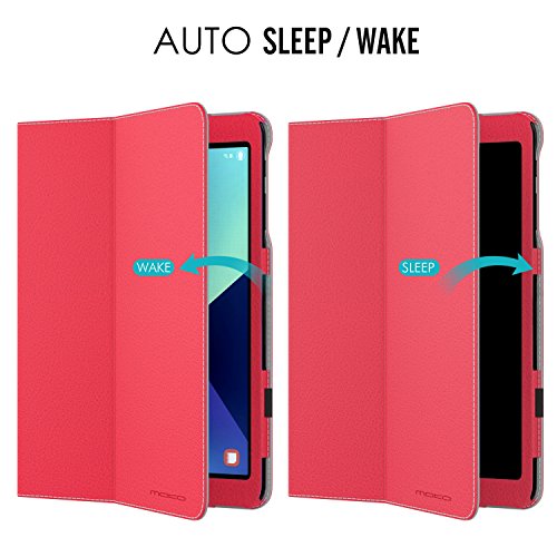 MoKo Samsung Galaxy Tab S3 9.7 Hülle – PU Leder Ständer Schutzhülle Smart Case Cover mit Stift-Schleife / Standfunktion und Auto Sleep / Wake Up Funktion für Samsung Galaxy Tab S3 9.7 Zoll (2017) SM-T820 / T825 Tablet, Rot - 5