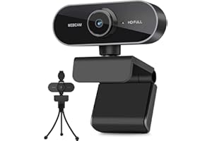 BENEWY Webcam con Micrófono y Trípode para PC, Computadora Portátil de Escritorio, Cámara web USB Plug and Play para Conferencias, Estudio, Zoom, Skype, Webcam 1080P Compatible con Windows, Mac Android