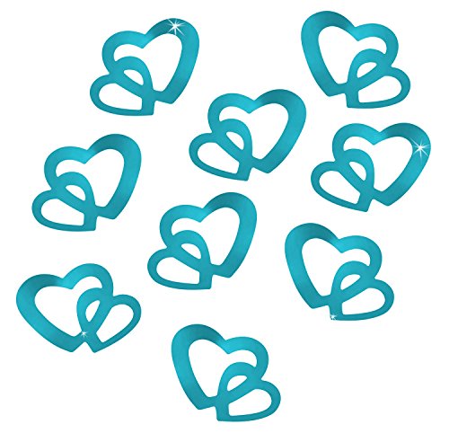 Oblique-Unique®100 Stk Deko Doppel Herzen Türkis Streuteile Scrapbooking Tischdeko Streudeko Hochzeit