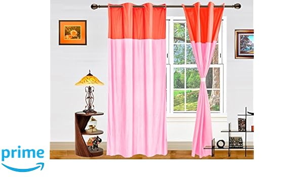 Buy Dekor World Plain Peach Pink Door Eyelet Curtain Combo Pack