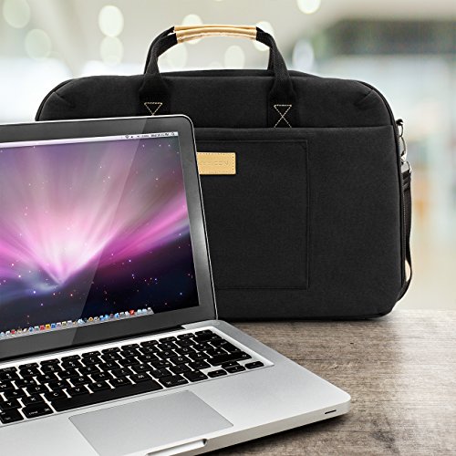 deleyCON Notebook-Tasche bis 15 6    Zoll  39 6cm  Laptop Notebook Netbook Macbook Tragetasche Schultertasche Schutztasche Leinengewebe Schwarz