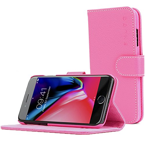 iPhone 7 Plus Case, Snugg Hot Pink Leather Flip Case [Card Slots] Executive Apple iPhone 7 Plus Wallet Case Cover and Stand [Lifetime Guarantee] - Legacy Series
