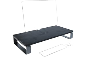 Stojak i podwyższenie monitora XL – o szczególnie wysokiej nośności, łatwy w montażu, wykonany z 100% bambusa FSC (organizer biurkowy do podwyższenia komputera/laptopa/monitora) czarny – KD Essentials