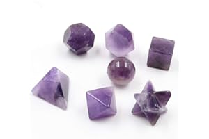 AITELEI Piedras Naturales Curación Cristal de Chakra Piedras Sólidos platónicos Conjunto de geometría Decoración para el hogar 7 Chakra/Amatista/Cristal Blanco