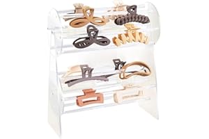 DUTIS Tsadeer Lot de 1 organisateur de porte-clip pour cheveux avec pince transparente en acrylique présentoir 360° pivotant porte-pince et rangement