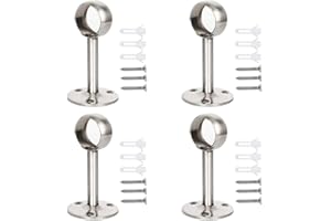 LA LLARETA 4 Pezzi Staffa di Montaggio a Soffitto, Staffe per Tende, Accessori per Staffe Appendiabiti Acciaio Inossidabile con Vite e Tubo di Espansione a Vite, per Stendino, Guardaroba, Armadio (22mm, Argento)