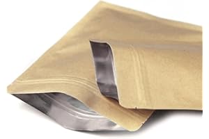 WACCOMT Pack Papel Kraft Resellable Bolsas de Mylar 5.51mil Espesor Cierre de Cremallera Bolsa Sellable por Calor Bolsas de Papel de Aluminio para el Almacenamiento (50, 6x8cm (2.3x3.1 inch))