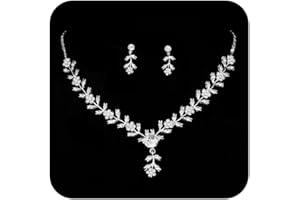Ushiny Set di gioielli da sposa in argento Set di orecchini e collana di strass scintillanti Set di gioielli con orecchini pendenti in cristallo di fiori per donne e ragazze