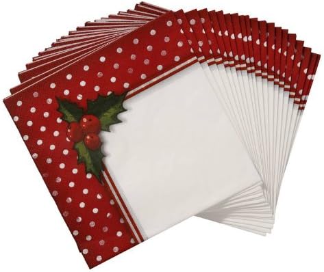 Jolly Holly 33 cm Napkin, Pack of 20, Red