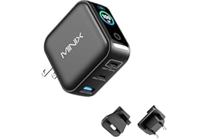 MINIX 100W USB C Charger, 3 Port GaN Charger with Smart Display and Touch Control, Powerful 100W Fast Charging for MacBook pro, iPhone 17/16 Series, Samsung Galaxy, Pixel, Laptop, and More