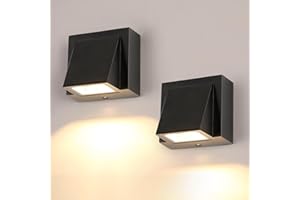 Tealight Aplique Pared Exterior-2 Piezas, Impermeable IP65 Lampara de Pared LED Interior, 5W Luz Cálida 3000K Aluminio Apliques de exterior Moderno para Jardín Porche Garaje Patio Dormitorio Salón