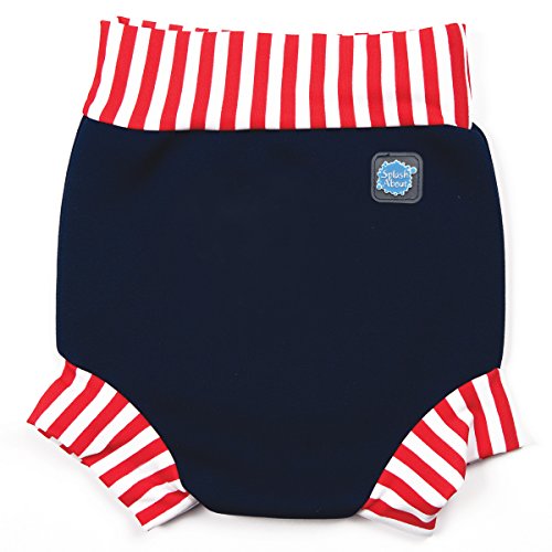 Splash About Kids' Reusable Swim Happy Nappy - Navy/Red Stripe, X-Large (12-24 Months)