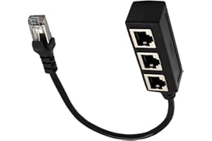 RTINLE 1 maschio a 3 connettori Ethernet, Adattatore di rete, per connettori Super Cat5, Cat5e, Cat6, Cat7 LAN Ethernet, Nero