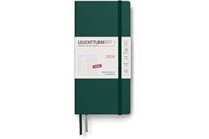 LEUCHTTURM1917 372878 kalendarz tygodniowy i notatnik w kropki (B6+ x A6) 2026, zielony (Forest Green)
