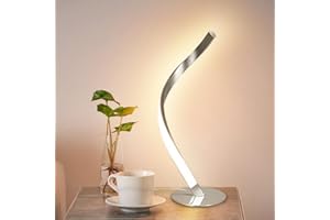 ‎DEPULEY Depuley LED Spiral Tischlampe, 6W Nachttischlampe aus Aluminium, Moderne Tischleuchte Warmweiß, 3000K, Augenschutz Schreibtischlampe Nachtlicht für Schlafzimmer Wohnzimmer Kinderzimmer Büro