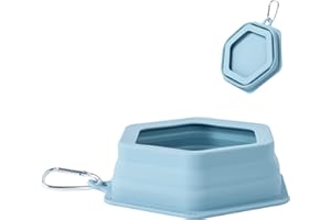 SLSON No Splash Collapsible Dog Travel Bowl, Collapsible Spill Proof Dog Water＆Food Bowls Integrated Molding Portable Pet Dish for Car,Camping, Long Road Trips (Blue)