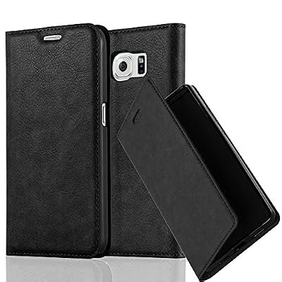 Cadorabo Samsung Galaxy S6 Etui de Protection FERMETURE INVISIBLE en NOIR NUIT – Coque Protective Complète avec Fermoire Magnétique, Stand Horizontal et Fente pour Carte – Poche Folio Housse Portefeuille Case Cover