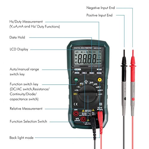 Dr.meter MS88 Digital Multimeter AC Tester tragbarer Tester testen Stromspannung Strom Widerstand Meter mit Hintergrundbeleuchtung - 4