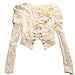 Finejo Women's Out Lace Short Shrug Cardigan Hollow Jacket Coat Apricot