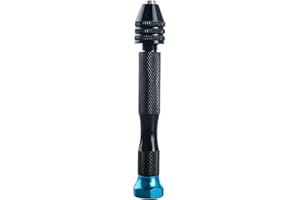 Mandouer Precision Hand Drill with Pin Vice Chuck, 0.3-3.0mm Mini Drill for Craft, Jewellery Making, Resin and Model Building (Blue)
