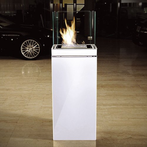 High Flame 1,7 L weiss gebürsteter Edelstahl Ethanolkamin von Radius Design – 555 l - 2