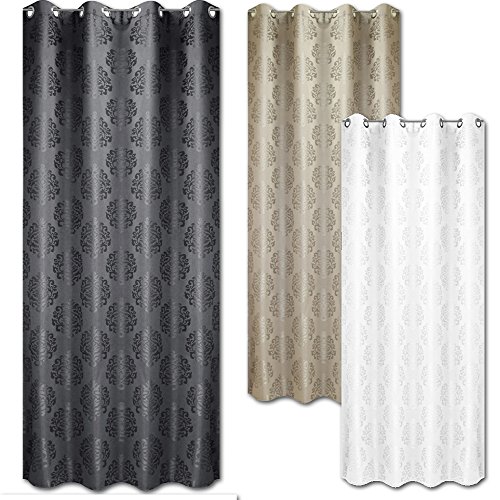 JEMIDI Ösenschal Ösengardine „Gloria“ Ösenschal Ösen Vorhang Store Gardine 140cm x 245cm Weiß - 2