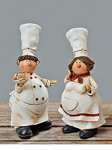 2er Set Dekofigur ~ Koch & Köchin ~ Küche Dekoration Figur Kunstharz Zierfigur
