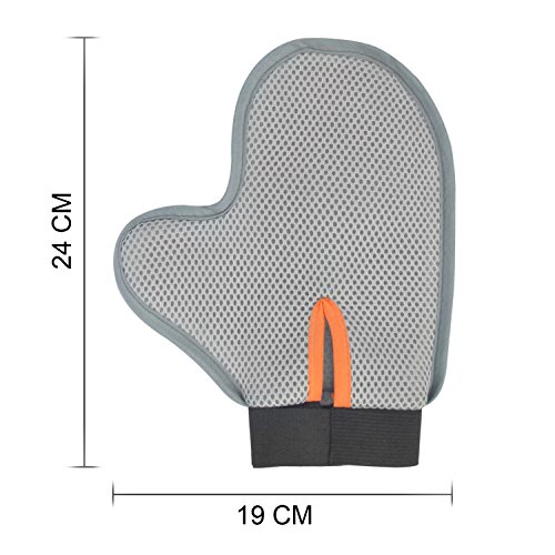 Fellpflegehandschuh Bürste für Hunde, Poppypet Fellpflege Hundebürste, Entfernt lose Haare, massiert Ihren Hund, mit Metall Noppen, Metallborsten, Massagehandschuh - 9