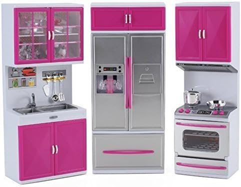 My Modern Kitchen Full Deluxe Kit Battery Operated Kitchen Playset: Refrigerator, Stove, Sink by Albert Toys