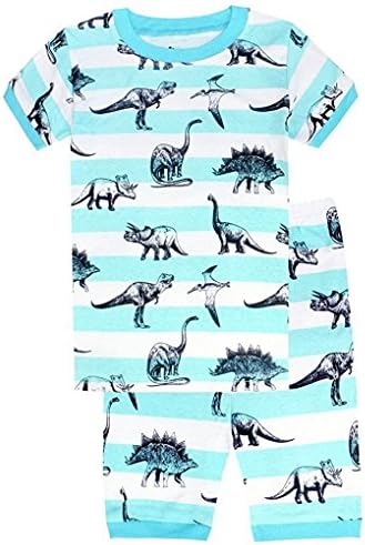 Pandaprincess " dinosaur" little boys shorts 2 Piece Pajama 100% Cotton(2-7years) (2T, blue)