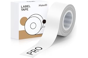 MakeID Etichette Adesive Termiche, Impermeabile DIY Personalizzate Carta Adesiva per Stampante, Compatibile L1/ Q1/ E1 Eticchettatrice, per Scuola Casa, 16mm*4 m/Rotolo L-16F1 Biancastro Pro