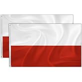 Pack of 2 Poland flag weatherproof Polish flag with brass eyelets flag Poland PL 90 x 150 cm bright colors top quality