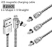 Produktbild UGI 4 Pack 360 ° rundes magnetisches Ladekabel für iPhone, Nylon-Geflecht 90 Grad Rechtswinkel-Ladegerät 3.3ft / 6.6ft / 10ft Kabel mit Metallstecker Kompatibel mit iPhone ISO-Gerät