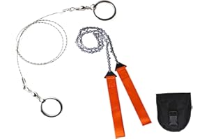 Kellegour Scie de Poche de Survie,Scies à Fil de Survie,Scie Fil à Main,Scie à Chaîne Portable,Chaîne de Scie Pliante Main,Survie Poche Chainsaw,Scie de Acier Inoxydable avec Poignée,Outil Chasse