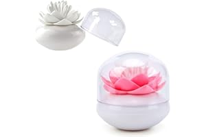 HomDSim 2 Pack Lotus Cotton Swab Holder,Cotton Bud Small Q-Tips Toothpicks Brushes Holder Box Case Storage Organizer Jar with Clear Lid Dustproof Cover Pink + White