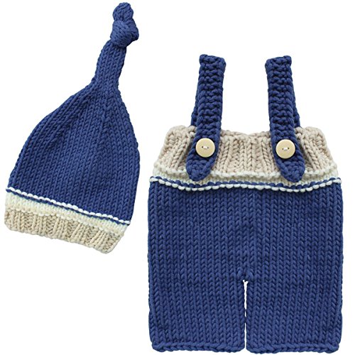 Jastore ® Foto Fotografie Prop Baby Junge Kostüm Nette blau Stricken Handarbeit - 4