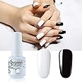 Vishine 2 Colors Nail Gel Polish Set Pure Black White Color Soak Off UV LED Varnish Collection Long Lasting Nail Art 2 Bottle