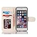iPhone 5 Case,iPhone 5S Wallet Case,Leeook Retro Elegant Pretty Creative White Embossing Love Heart Butterfly Flower Flip PU Leather Fold Wallet Pouch Case with Strap Stand Credit Card ID Cash Holders Book Style Stand Function Magnetic Closure Case Cover for Apple iPhone 5S/SE/5 + 1x Black Stylus