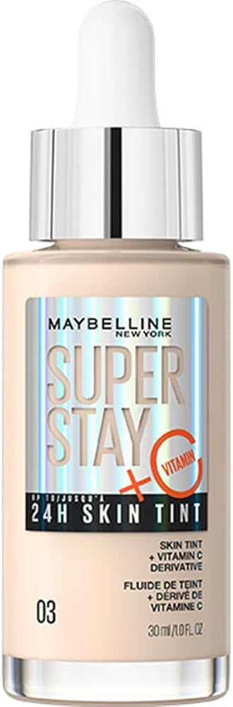 Maybelline New York Super Stay Skin Tint Fondöten - 03 | C vitamini, doğal kaplama, uzun süreli parlaklık için tere dayanıklı makyaj, Super Stay 24H Skin Tint