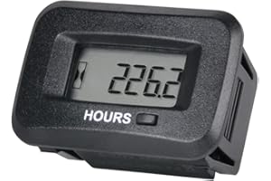 Yooreal Digitale Contaore di Alimentazione AC/DC,Tracce di Manutenzione,Impostazione Iniziale Ore,Funziona su Vari ZTR/Tosaerba Trattore Generatore Land Trimmer UTV Decespugliatore.