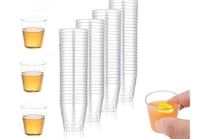 NAEEM SONS Shot Glasses 25x Plastic Mini Durable Reusable Party Cups - Small Sample Tasting Cups for Birthdays, Weddings, BBQ, Parties (Pack of 25)