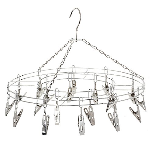 Merssavo 20 Clips Runde Edelstahl Wäscheständer Multifunktionale Socken Shorts Unterwäsche Kleiderbügel Hängend Regal