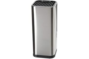 GuDoQi Bloque Cuchillos Universal, Portacuchillas de Acero Inoxidable, Gran Capacidad para 12 Cuchillos, Almacenamiento para Cuchillos Que Ahorra Espacio, Con Orificio de Drenaje y Ranura para Tijeras