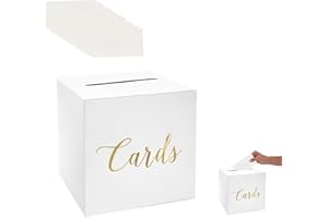 BAGUBDR 22 * 22 * 16cm Wedding Card Box, Card Box with 15 Pcs White Card, Wedding Post Box for Party Weddings Raffle Donation Vote Fundraising Card Box, Wedding Envelope Money Card Box Art Box