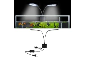 SENZEAL X7 LED Luci per Acquario Gemelli Illuminazione Lampada per Acquario a due Teste Luce a LED 220V 15W 1600LM per 8 a 15 Pollice Serbatoio di Pesce Luce Bianca