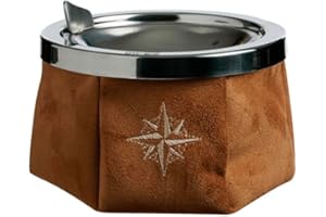 Marine Business Posacenere in acciaio inox e pelle marrone