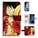 Produktbild (für Samsung Galaxy S7) Flip Wallet Case Cover & Displayschutzfolie Bundle. a20075 One Piece Luffy