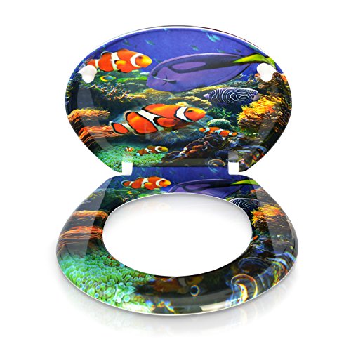 VENKON – Premium WC Sitz mit Absenkautomatik – Modell „Clownfisch & Doktorfisch“ – Toilettendeckel aus Duroplast (antibakteriell) inkl. Montagesatz (rostfreie Scharniere) - 5