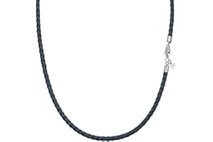 Viwind Echt leder Halskette 2.5mm/3mm breit geflochten Lederkette Lederband 45-60cm wählbar 925 Sterling Silber Vers chluss Damen Herren für DIY Anhänger Schmuck mit Geschenkbox