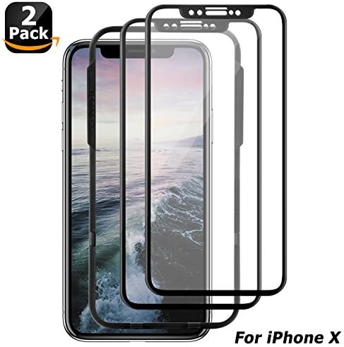 iPhone X Screen Protector, Surwell iPhone X / 10 Tempered Glass Screen Protector Case Friendly Face ID Compatible with Easy Installation Tray(2 Pack)
